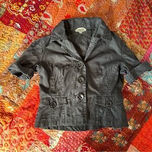 100% Linen Black Button Up Blouse